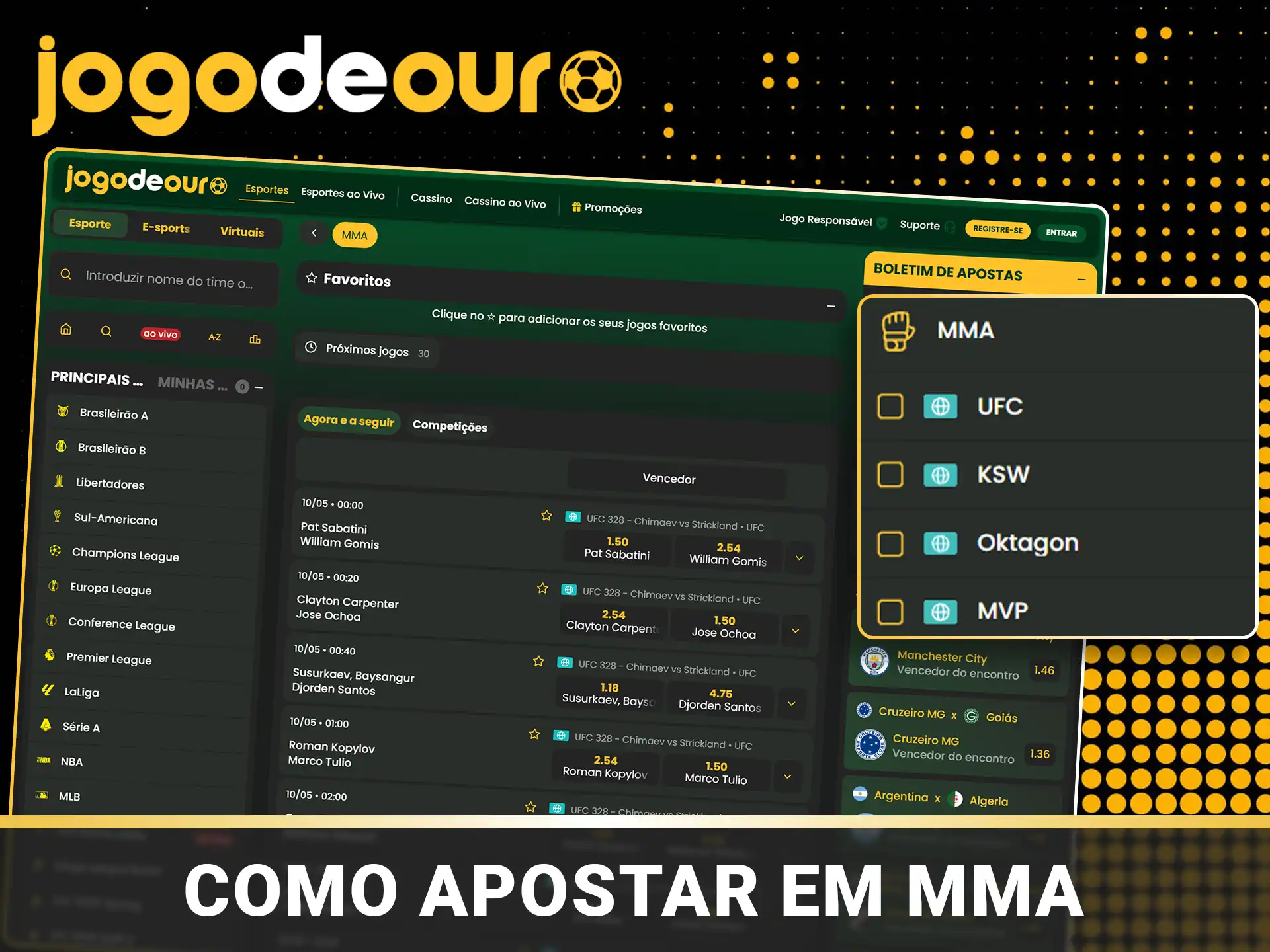 Como apostar em MMA no Jogo de Ouro.